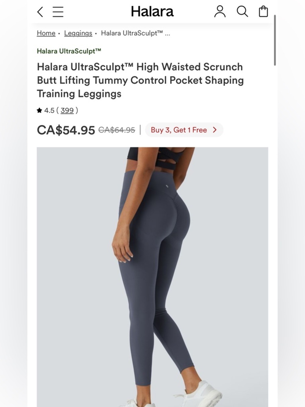 HALARA TikTok Viral Legging High-Waisted Butt Lift Tummy Control NWT XS MSRP $65